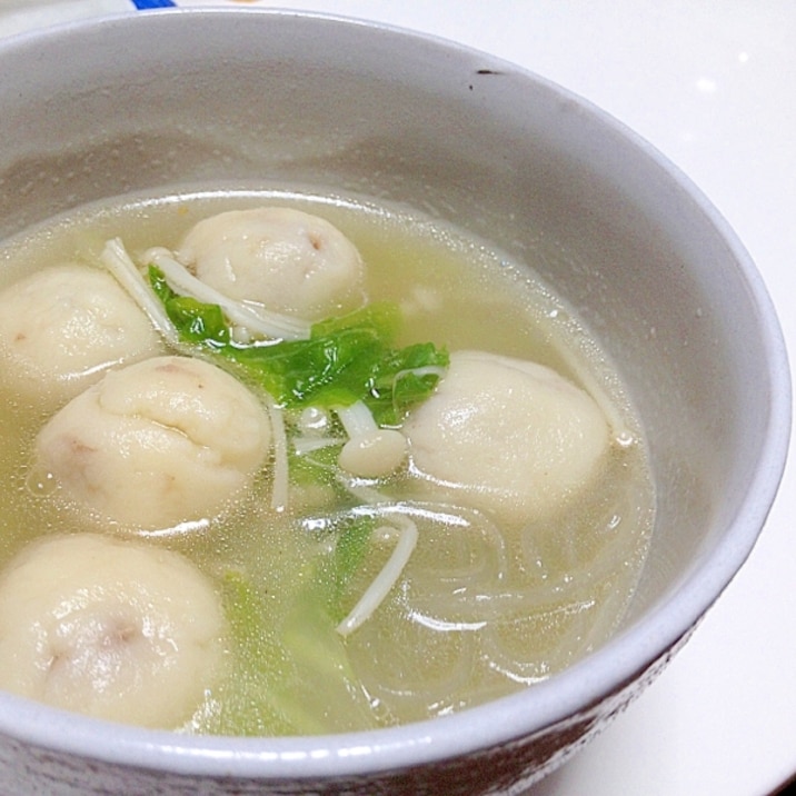 白玉粉で作る餅餃子の春雨スープ